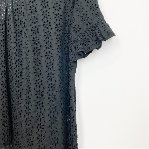 Madewell Eyelet Village Ruffle Sleeve Shirt Black - Picture 4 of 8